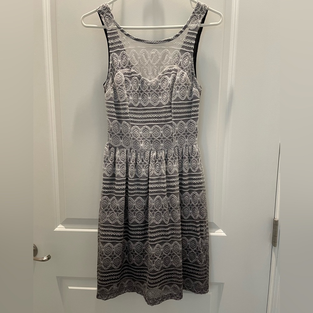 Black and White Lace Sweetheart Dress, S